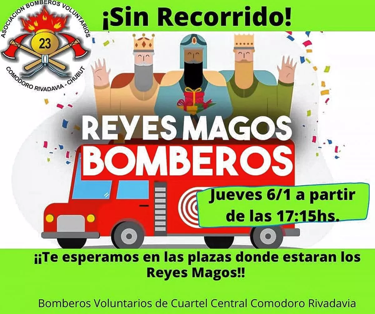 Los Reyes Magos junto a Bomberos Voluntarios recorrerán hoy plazas de la ciudad